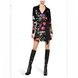 Alice + Olivia Black Millicent floral Print Long Sleeve Wrap dress size 2 NWT*